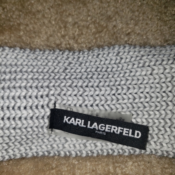 Karl Lagerfeld grayand white winter head band - Picture 3 of 3